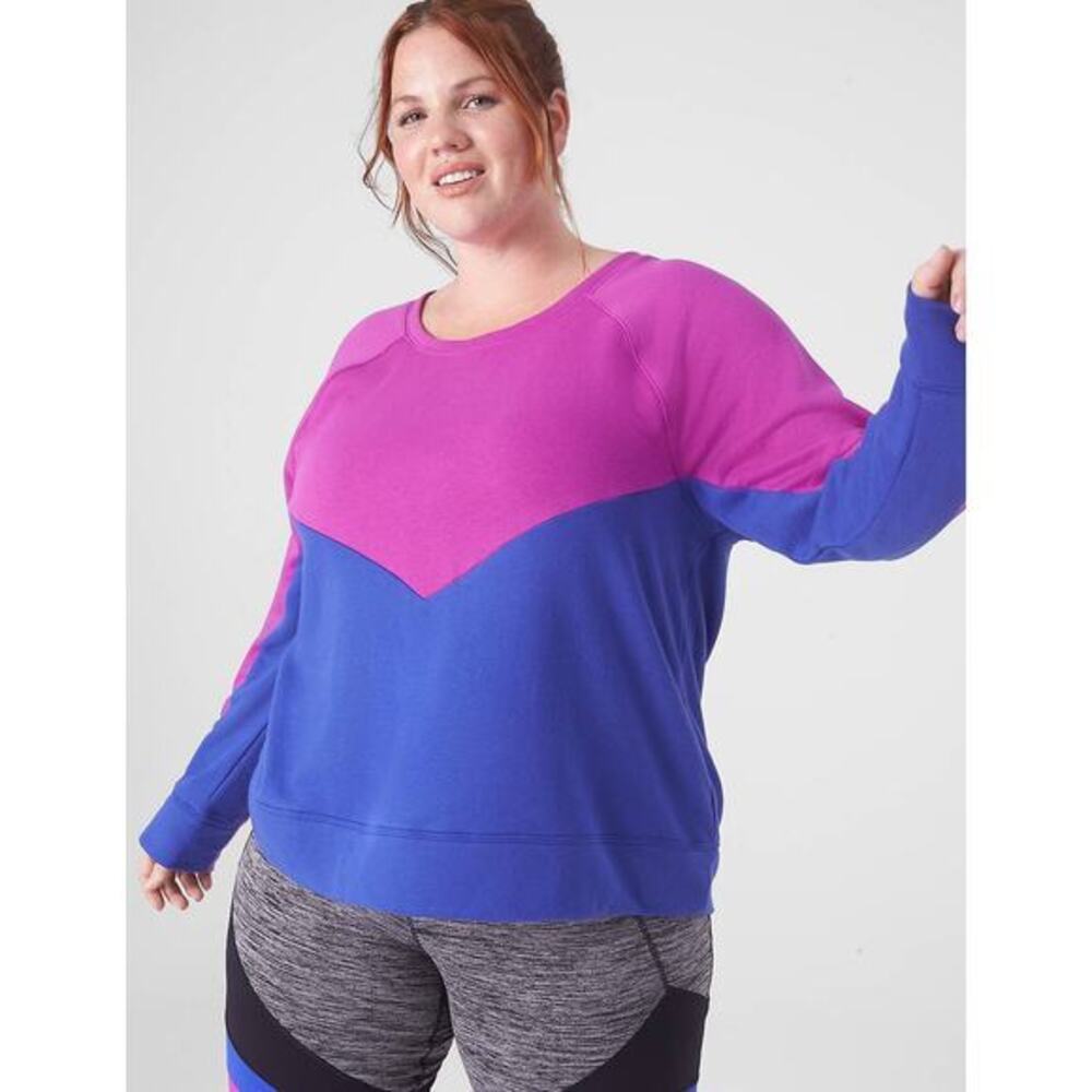 LIVI by Lane Bryant plus size Long-Sleeve Crew-Neck Colorblock Sweatshirt 18/ 20